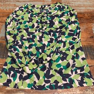 Talbots Plus Size Leafy Blue and Green Blouse - Size‎ 14